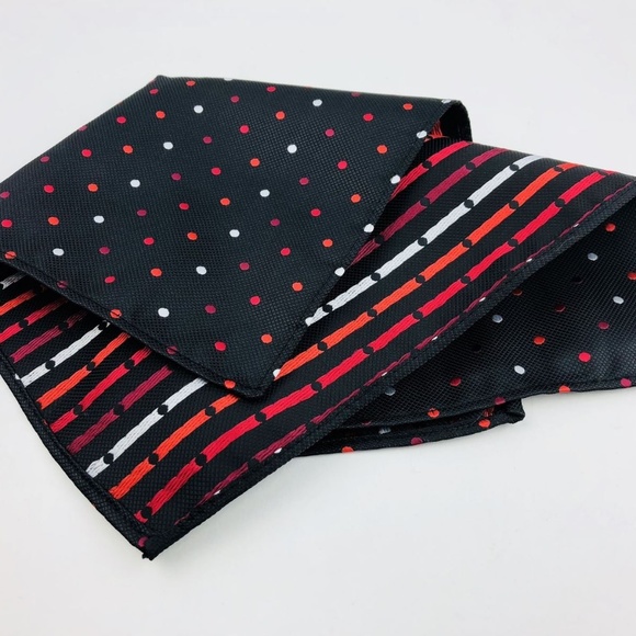 Pocket Square 100% Silk Black with Dot Pattern - Picture 5 of 5